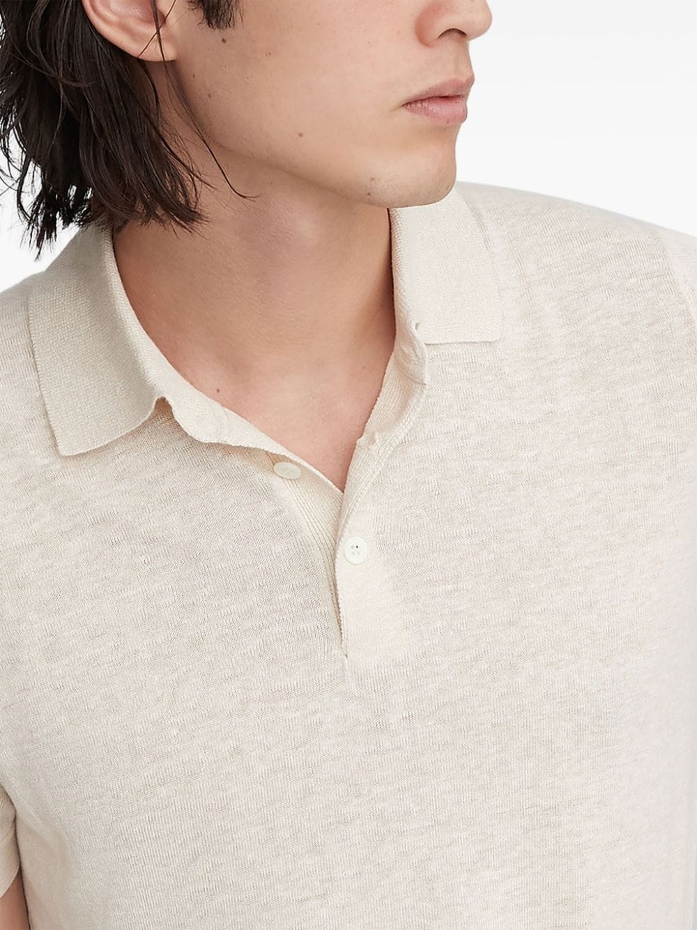 ribbed-collar slub-texture polo shirt - 6