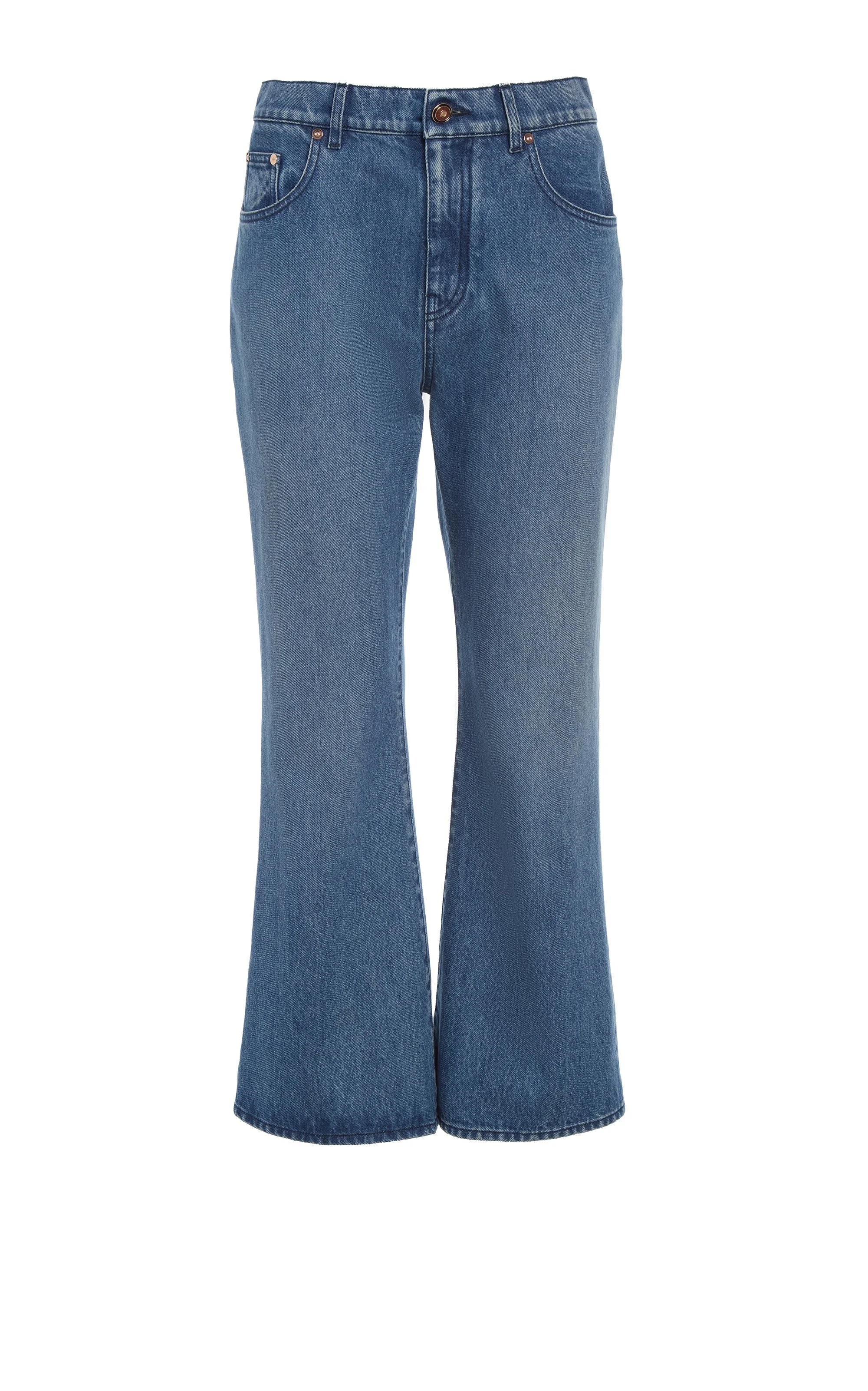 Ezra Bootcut Cropped Jean in Uruguayan Blue Recycled Cotton Denim - 1