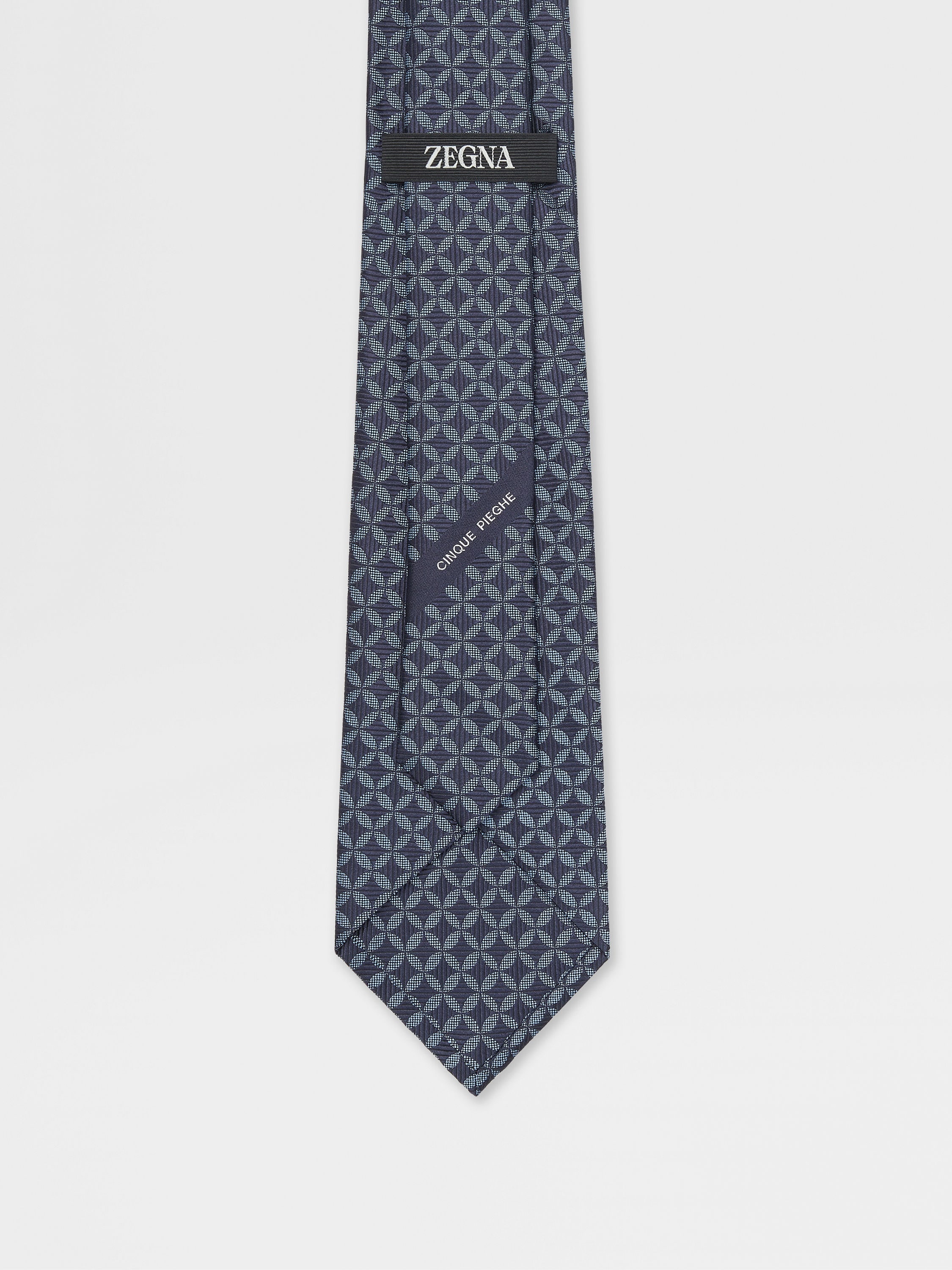 DARK BLUE CINQUE PIEGHE SILK TIE - 3