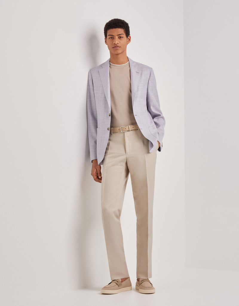 Canali BEIGE GIZA COTTON T-SHIRT WITH CONTRASTING PIPING outlook