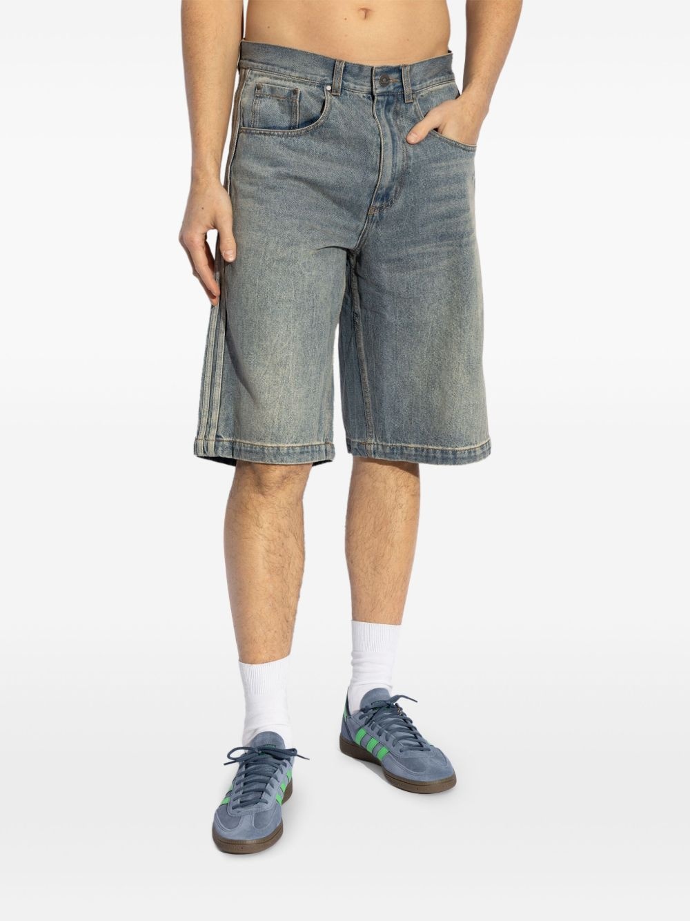 wide-leg denim shorts - 3