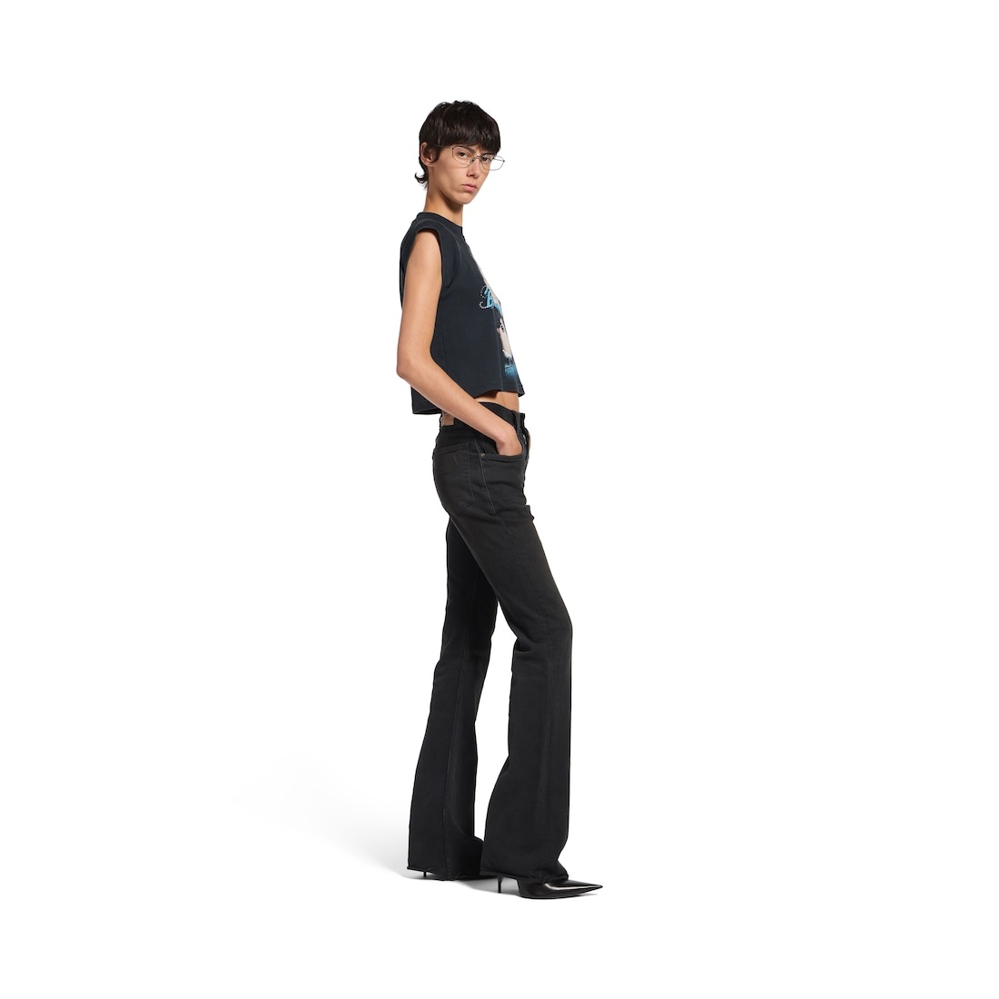 Balenciaga Music | Britney Spears Series Shrunk T-shirt in Faded Black /blue - 3