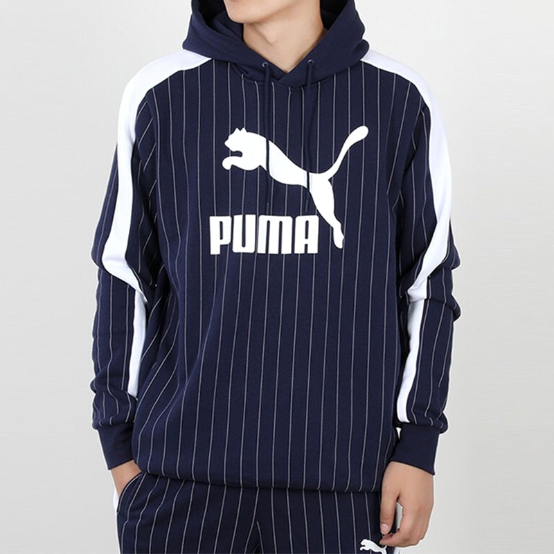 PUMA Pinstripe Hooded Pullover Fleece Men Blue 530179-06 - 3