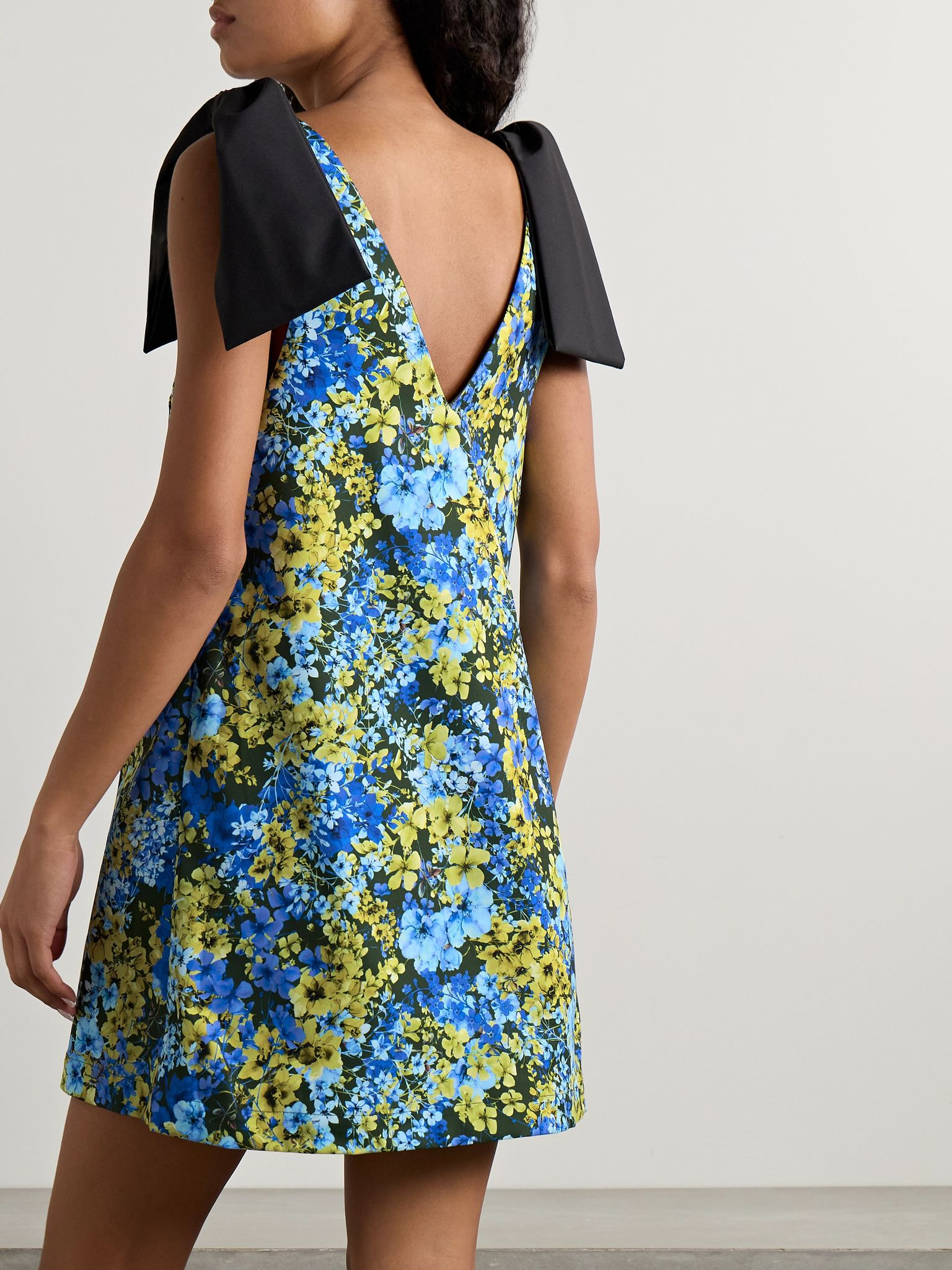 Frances bow-embellished floral-print twill mini dress Multi - 3