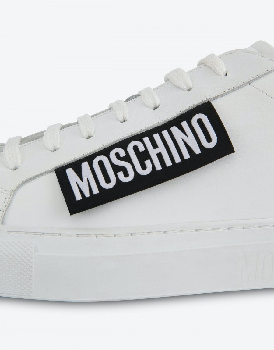 CALFSKIN SNEAKERS MOSCHINO LABEL - 4