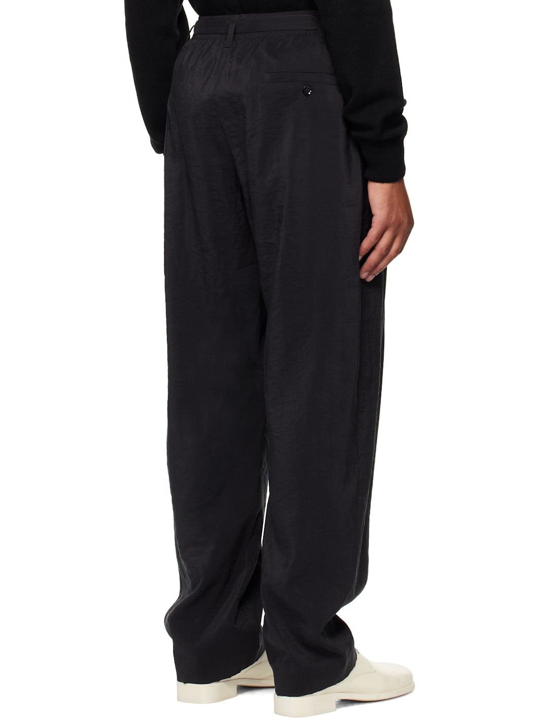 Black Belted Relaxed Trousers - 3