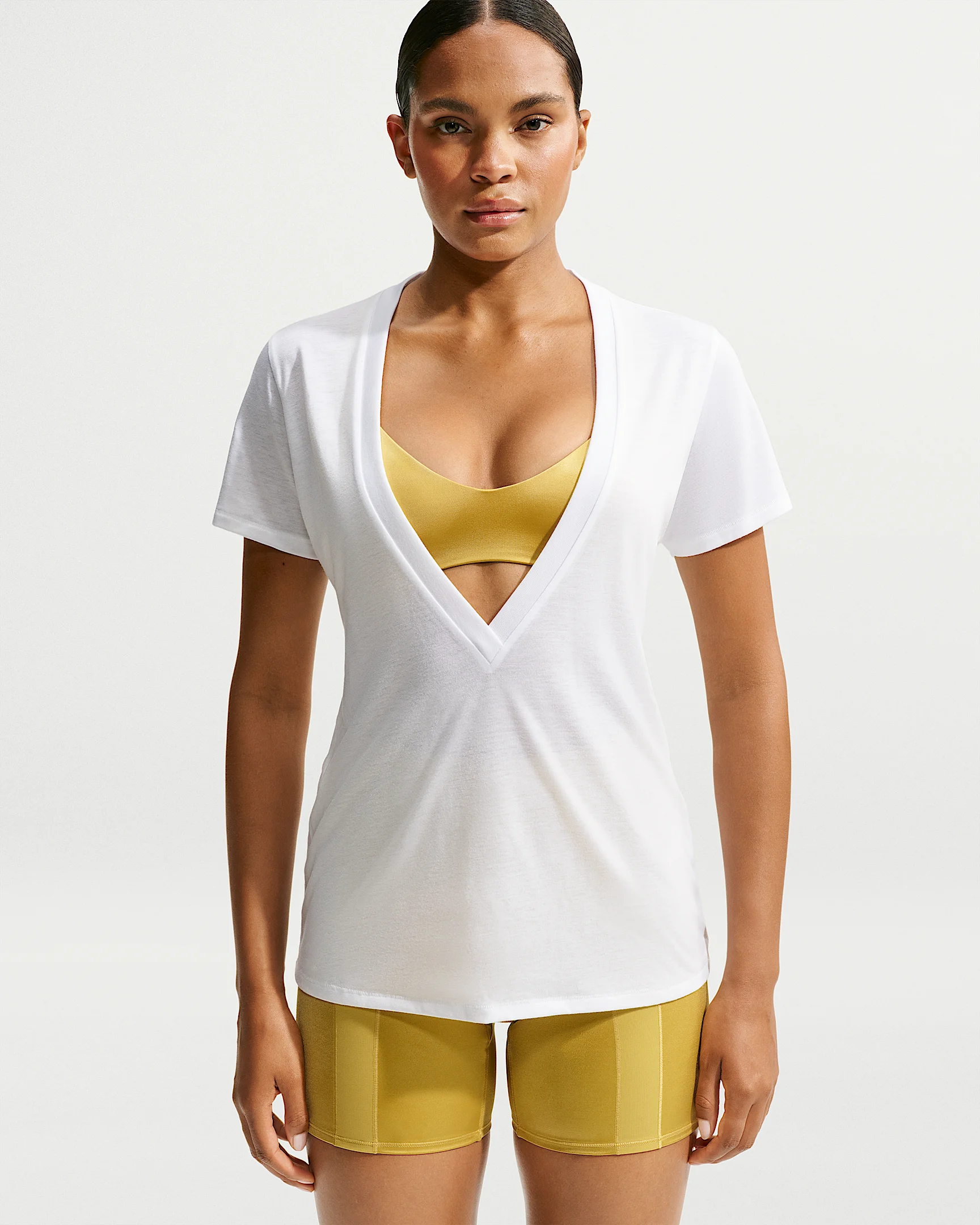 NikeSKIMS Performance Cotton Blend Women's V-Neck Short-Sleeve Top - 1