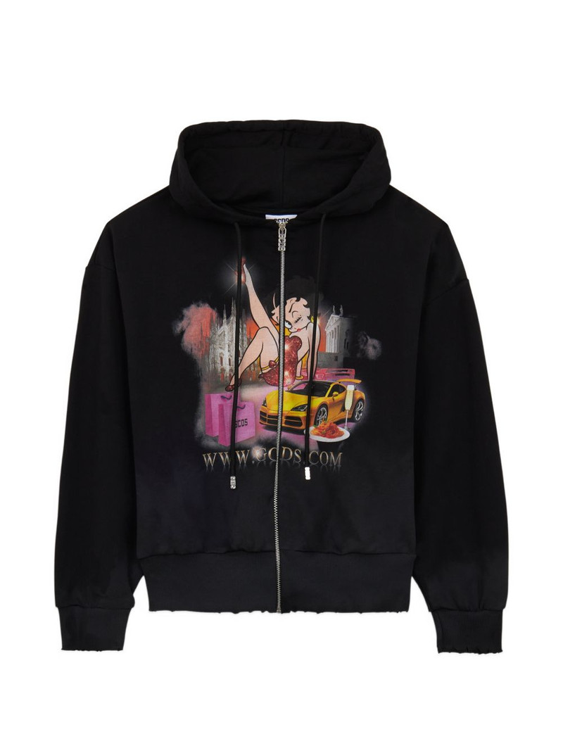 x Betty Boop zip-up cotton hoodie 1