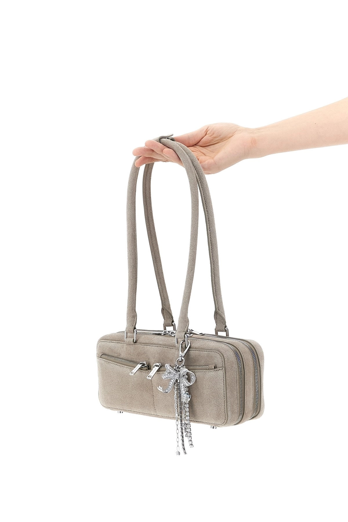 'Tan suede baguette with charm' shoulder bag - 2