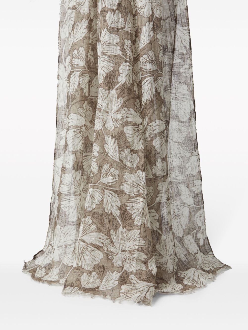 floral-print linen scarf - 2