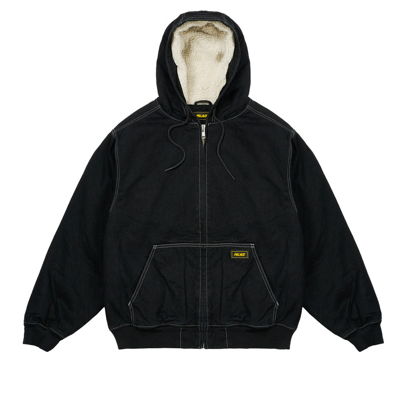 HOODED SHERP JACKET BLACK STONE WASH 1