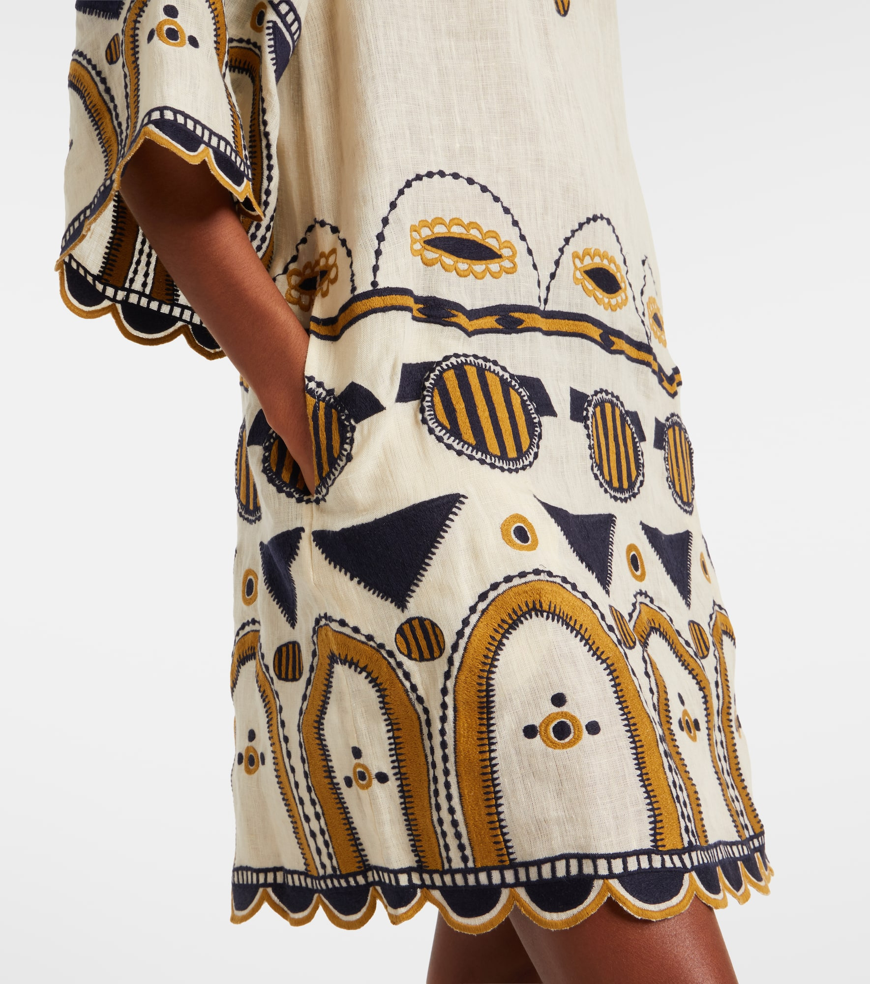 Medaillon embroidered linen minidress - 5