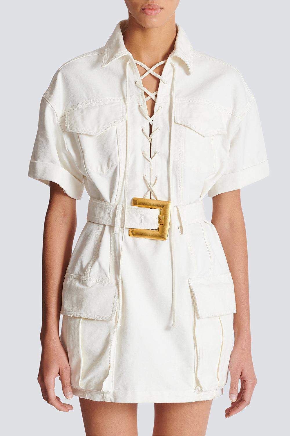 Lace-Up Canvas Dress - 3