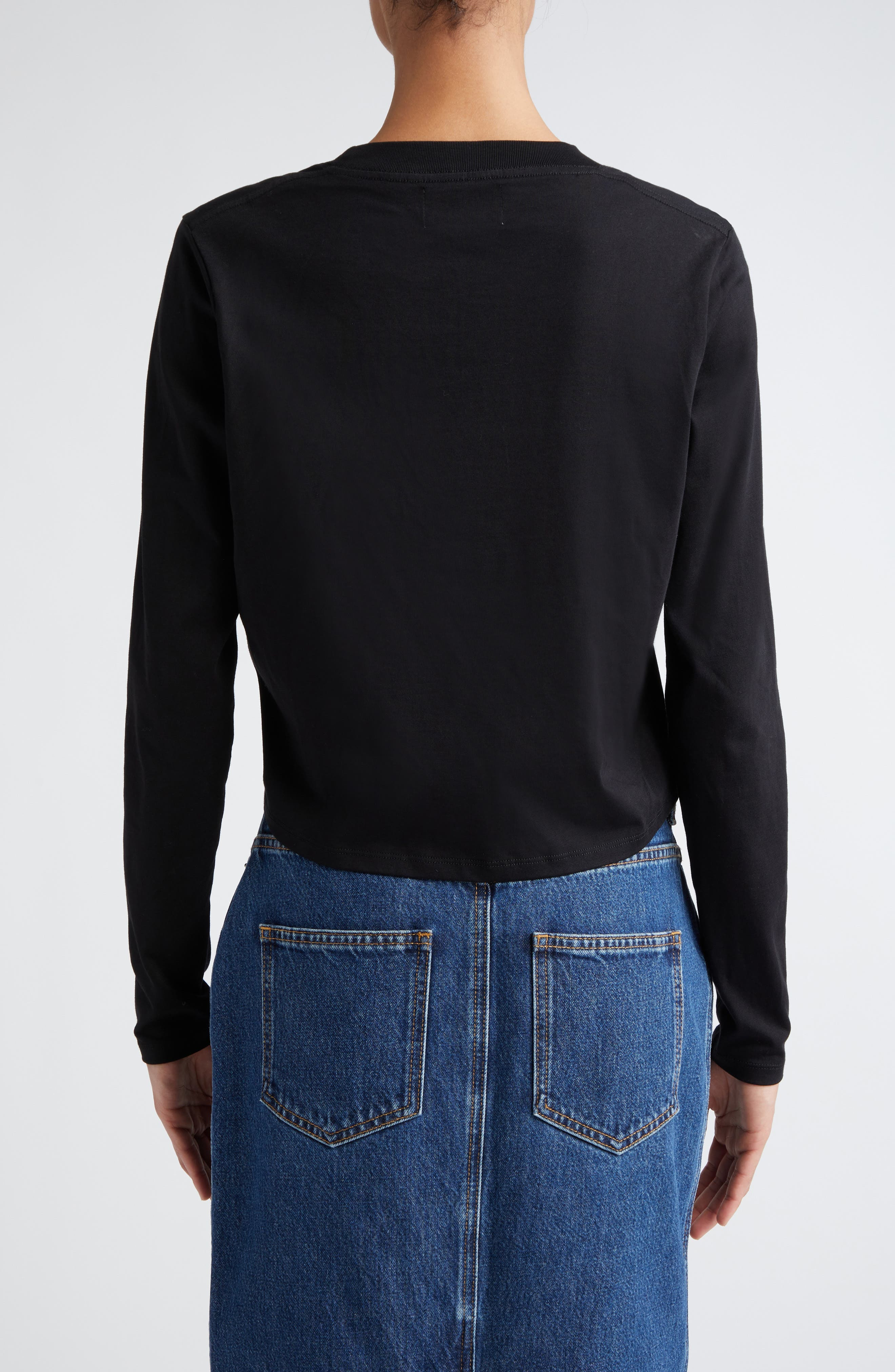 LOULOU DE SAISON Masal Long Sleeve Cotton T-Shirt in Black at Nordstrom - 2