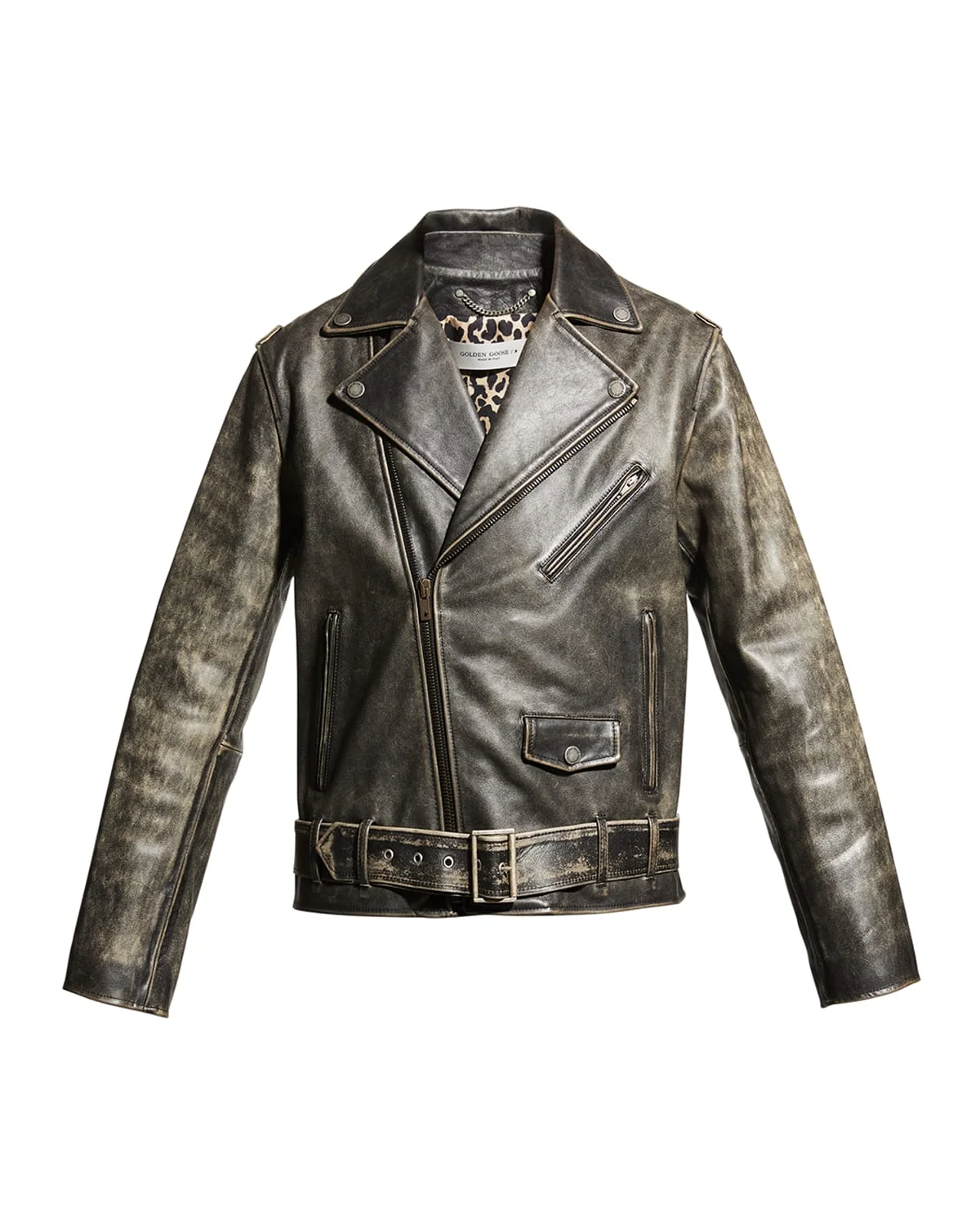 Men's Moto Distressed Leather Jacket - 1