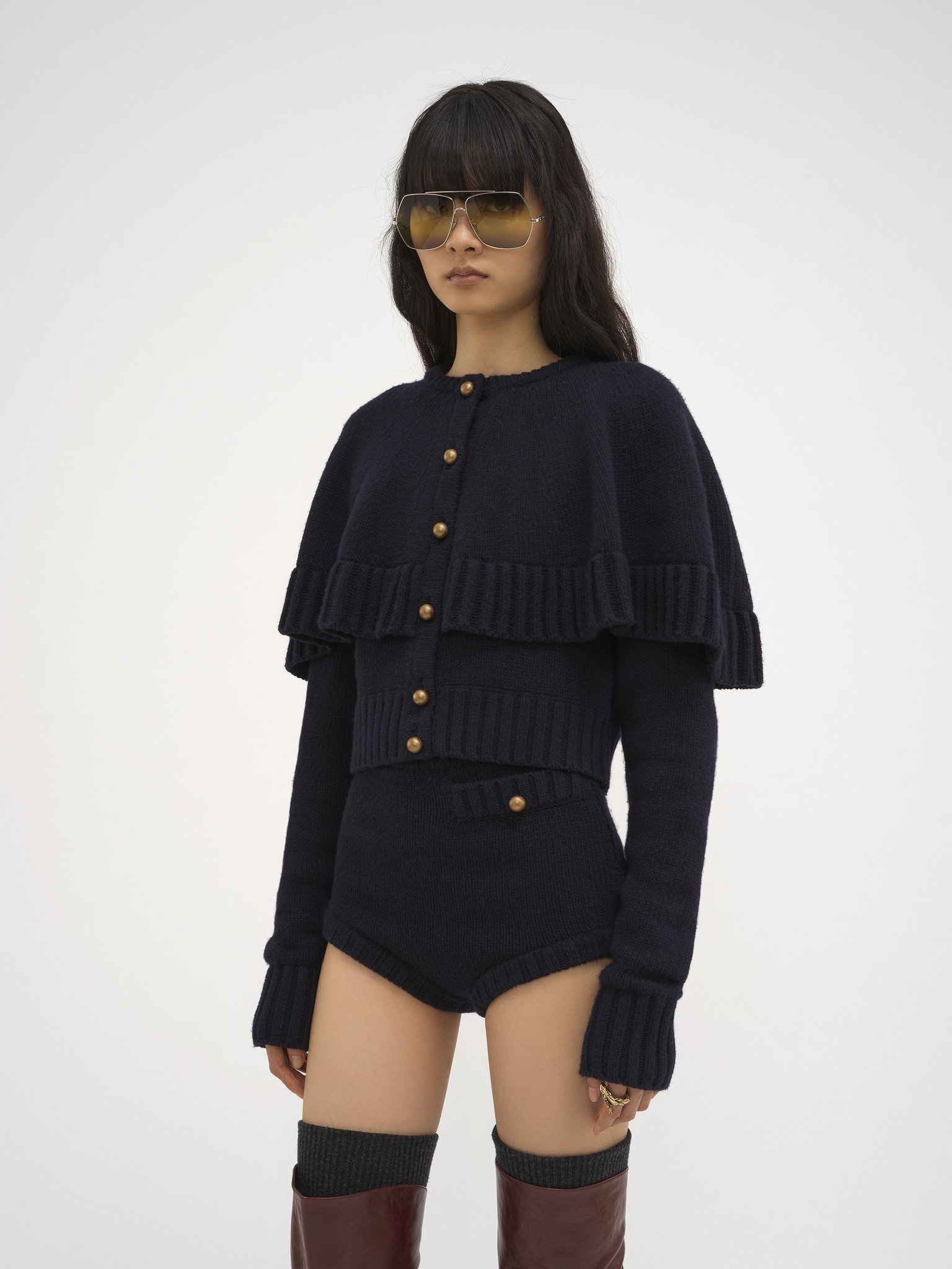 CAPE CARDIGAN IN WOOL & CASHMERE - 4