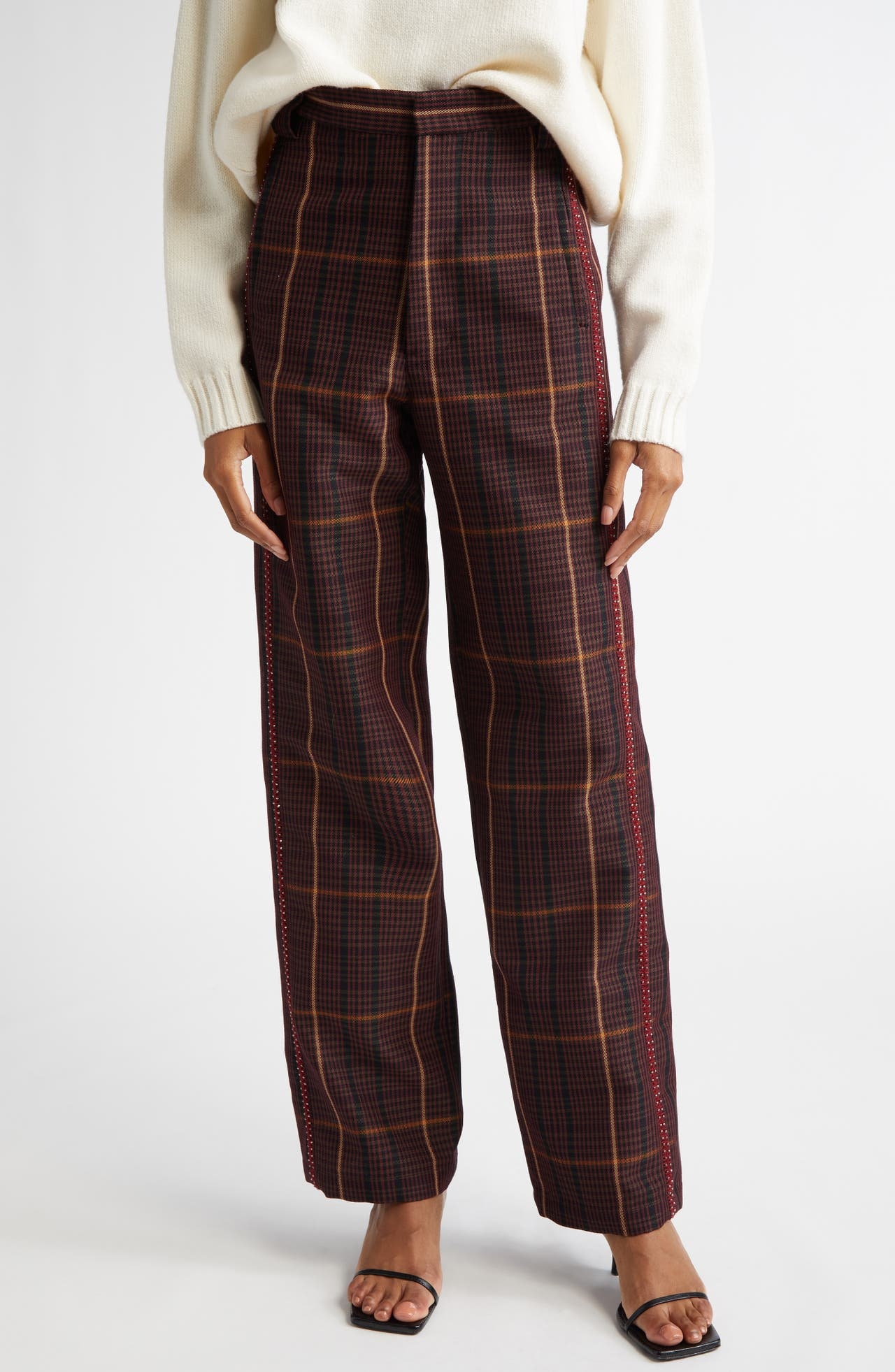 Diotima Thirds Straight Leg Trousers in Maroon at Nordstrom - 1