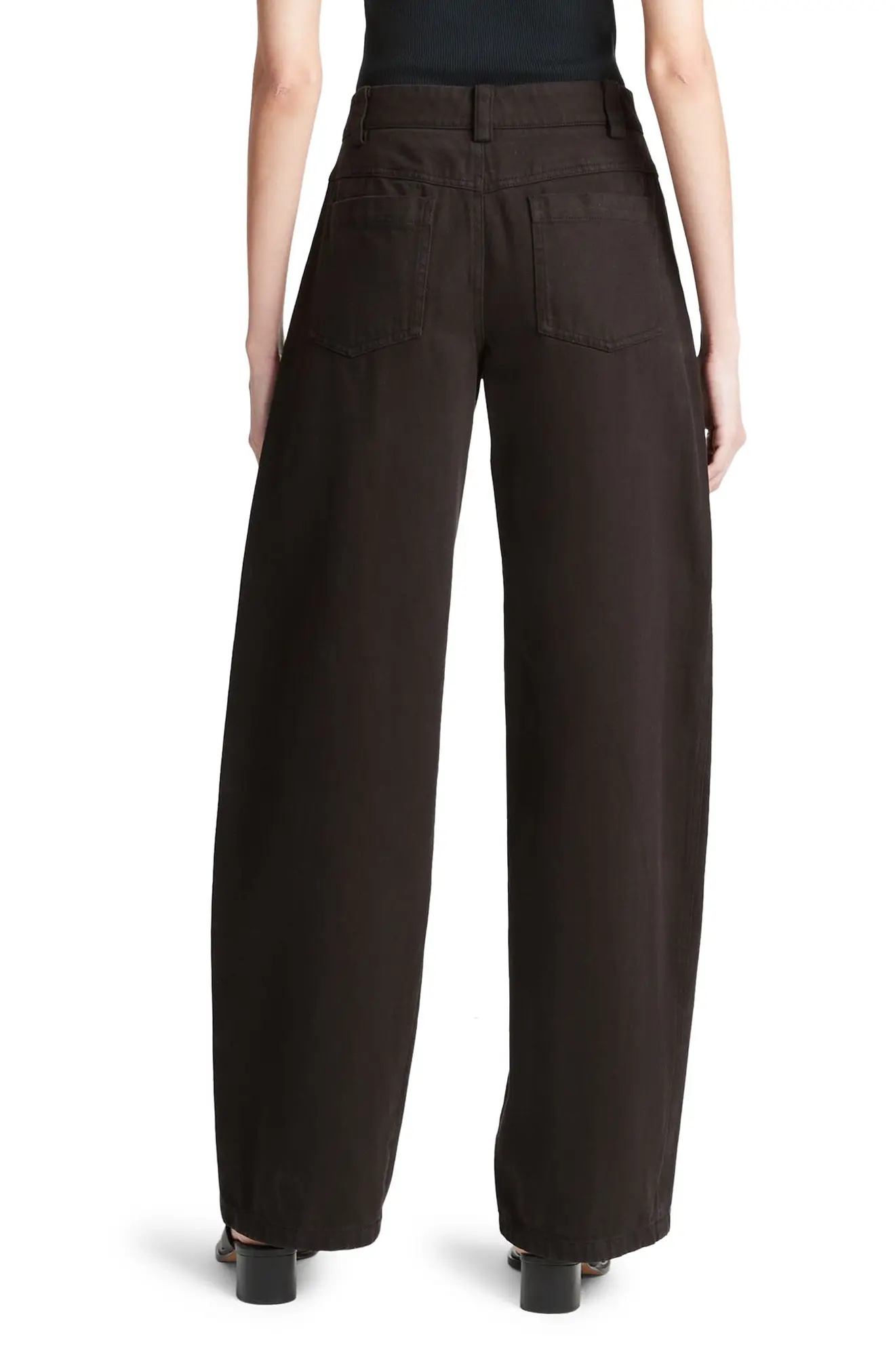 Washed Cotton Twill Wide Leg Pants - 2