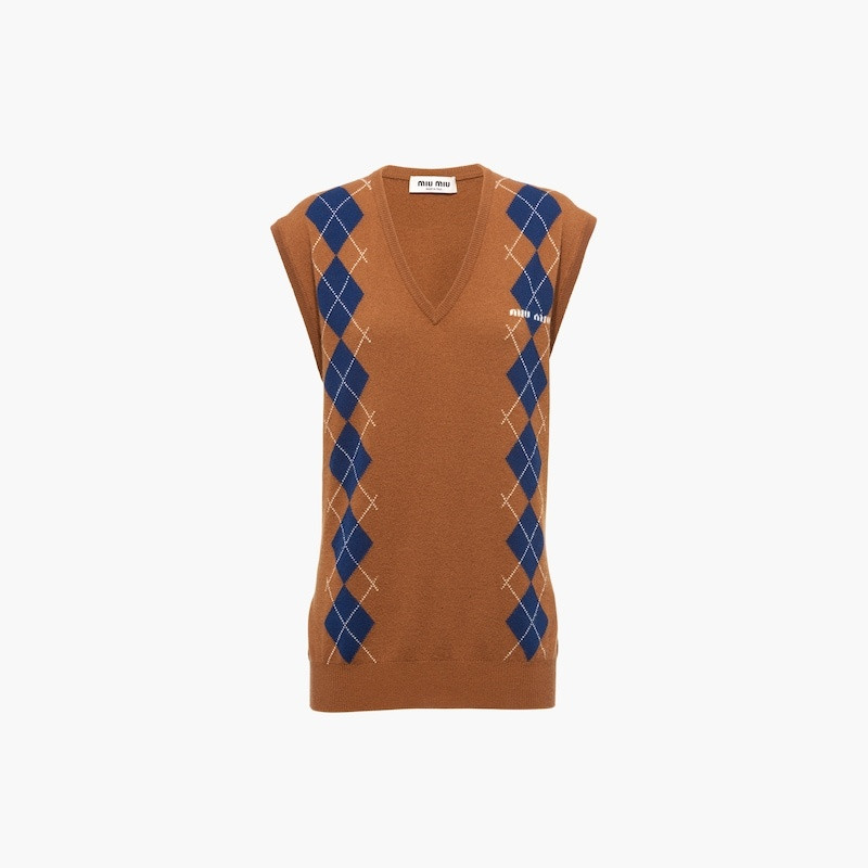 Miu Miu Intarsia cashmere vest outlook