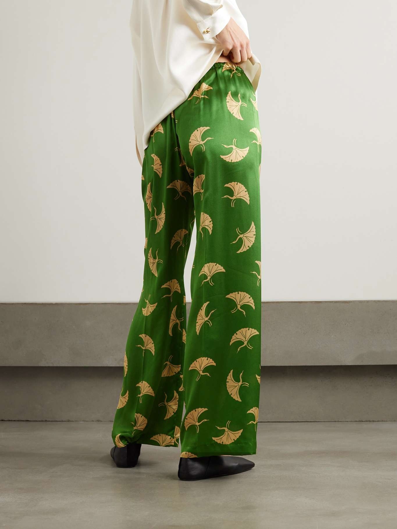 Printed silk-satin pants - 3