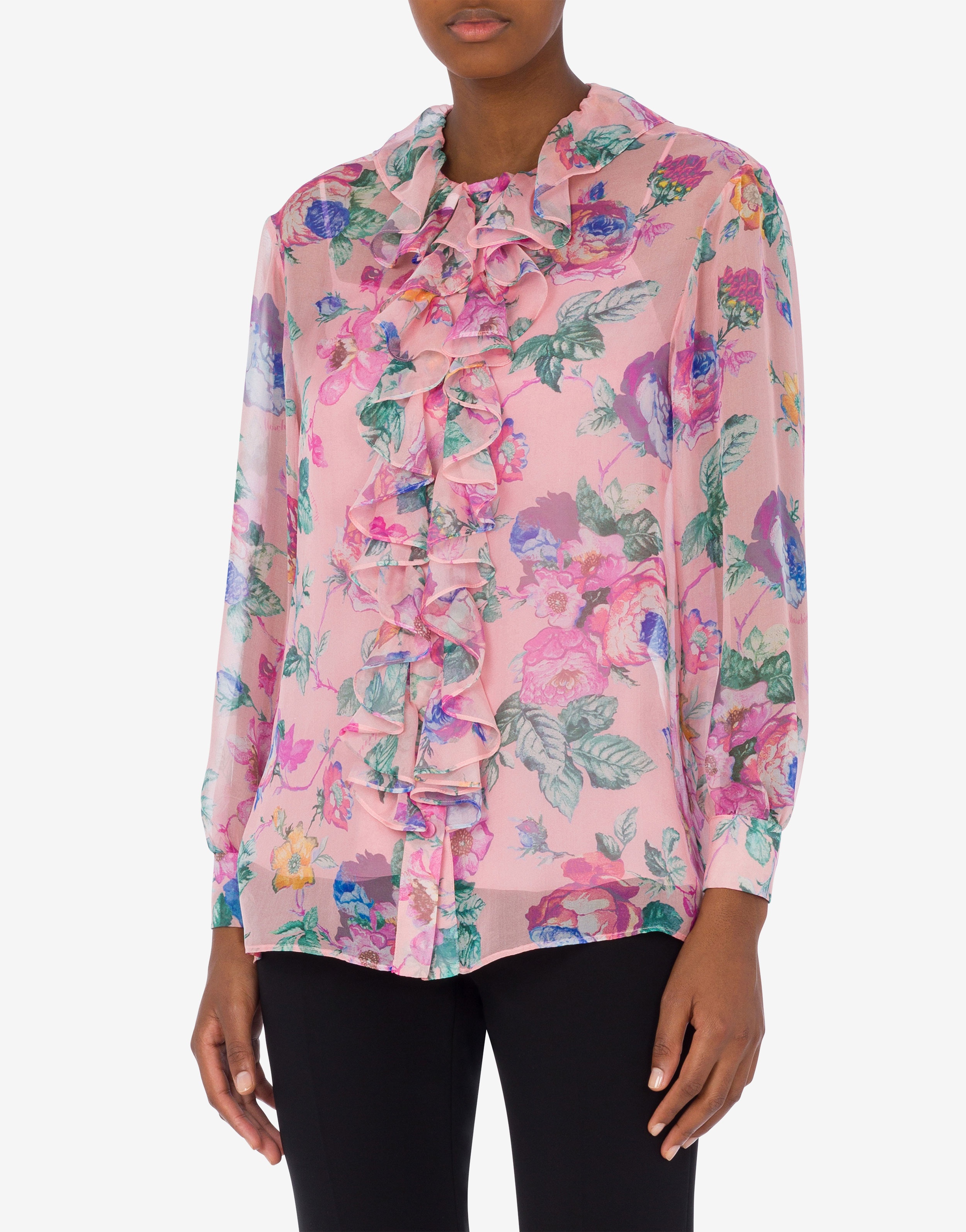 FLOWERS PRINT CHIFFON SHIRT - 2