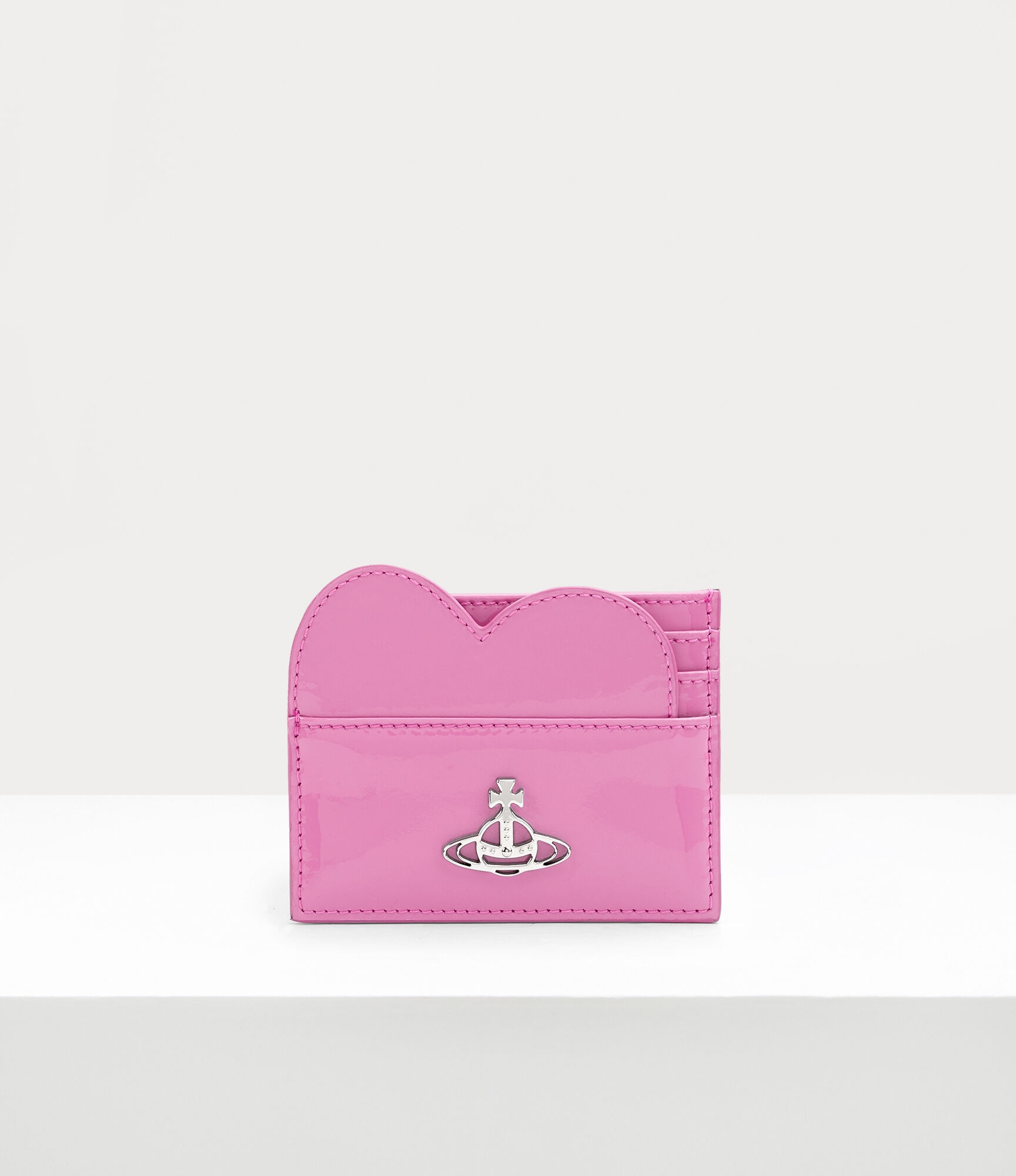 ★Vivienne Westwood★シャイニー パテント ハート カード財布 SHINY PATENT HEART カードケース(ブラック)（メンズ