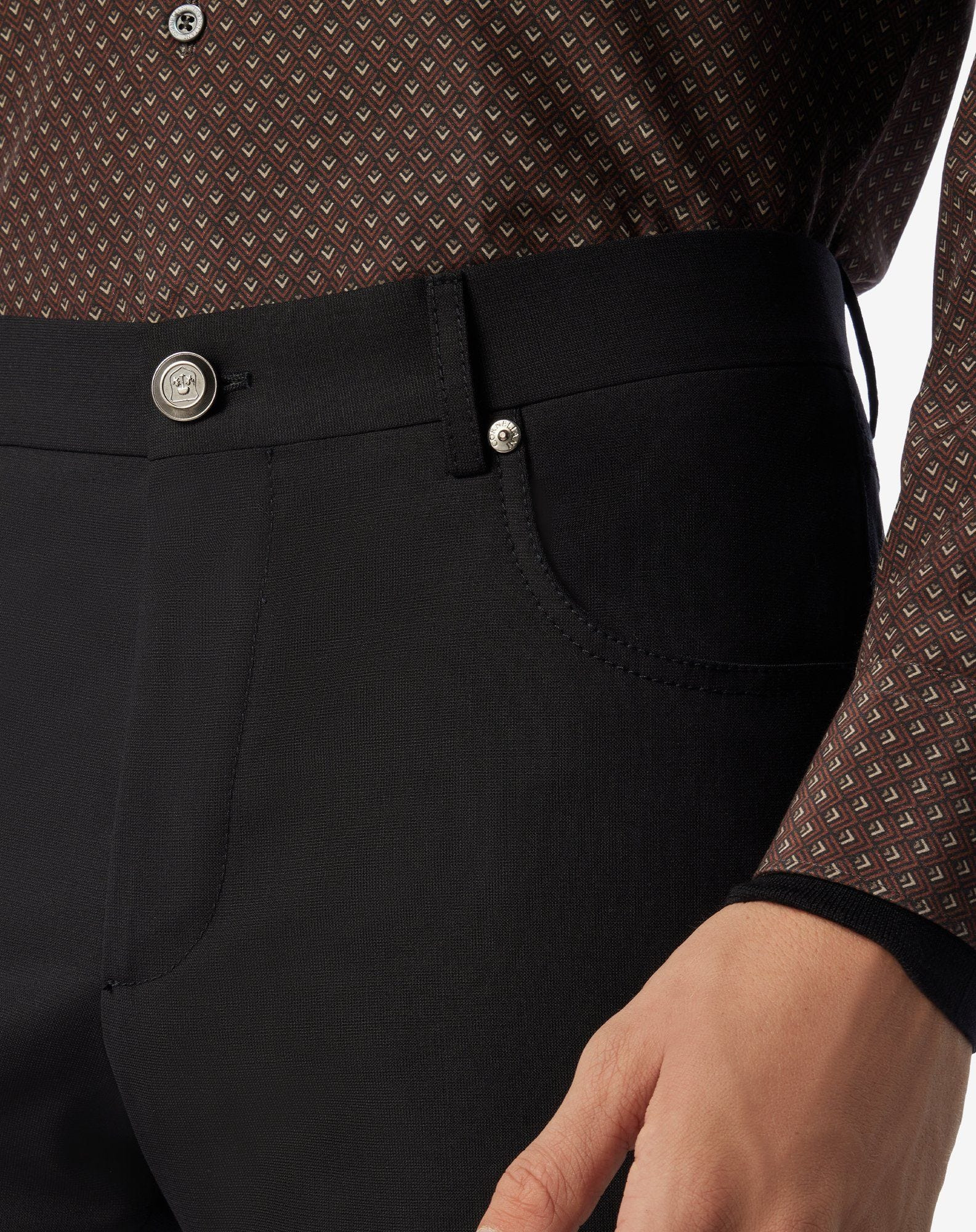 Black cotton and cashmere 5-pockets trousers - 3