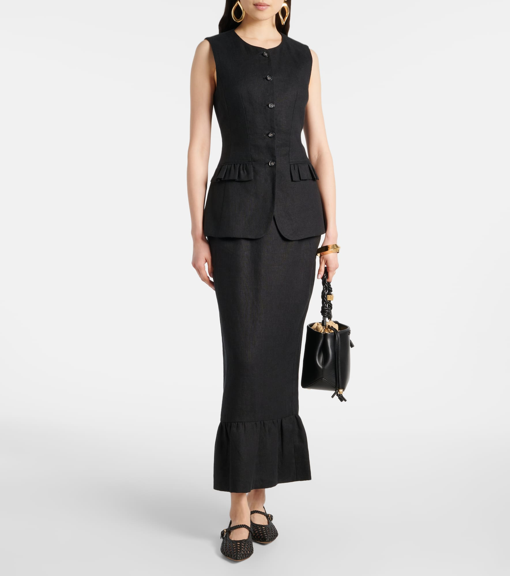 Matilda tiered linen pencil skirt - 2