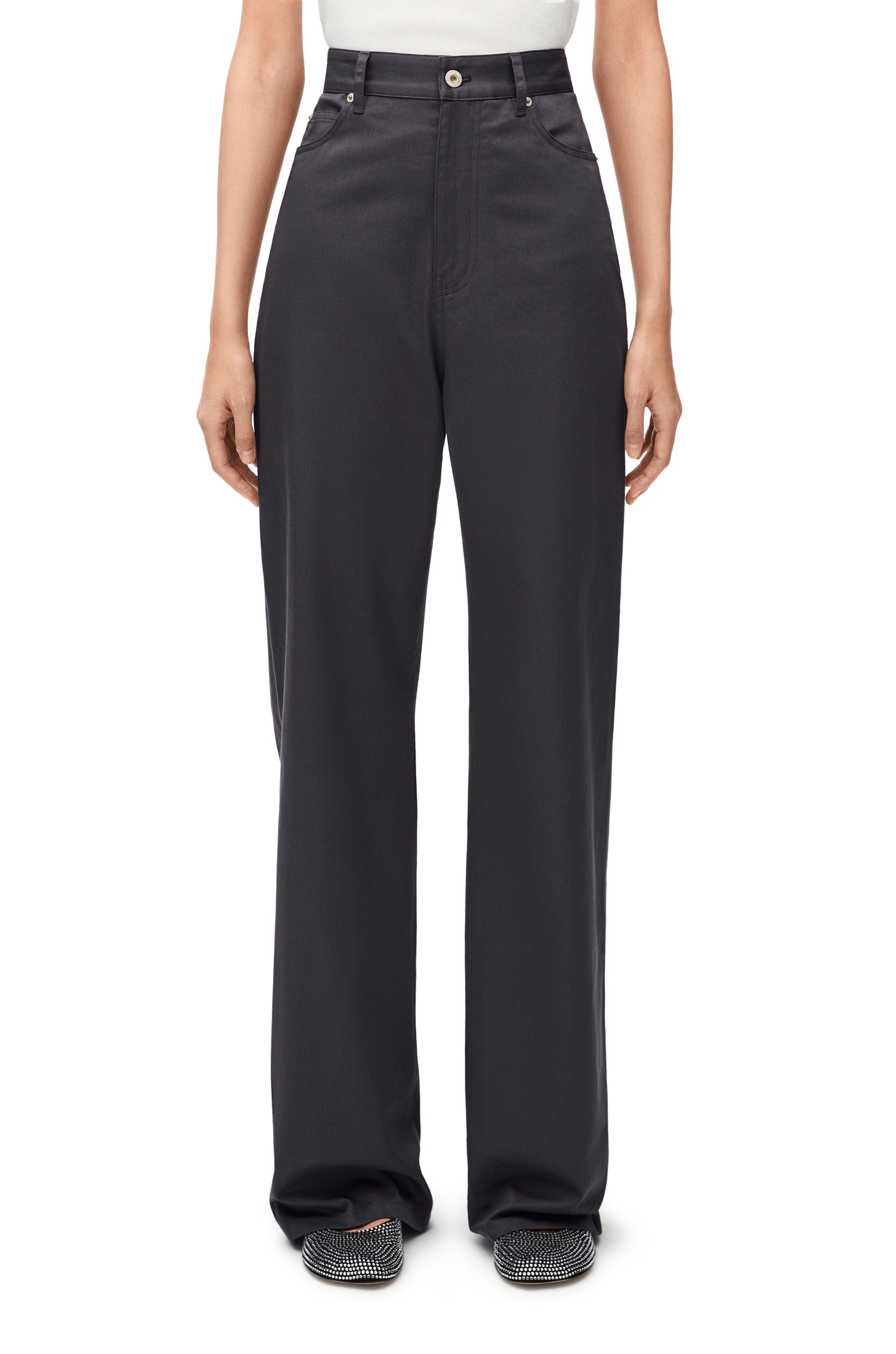 High waisted trousers in cotton - 3