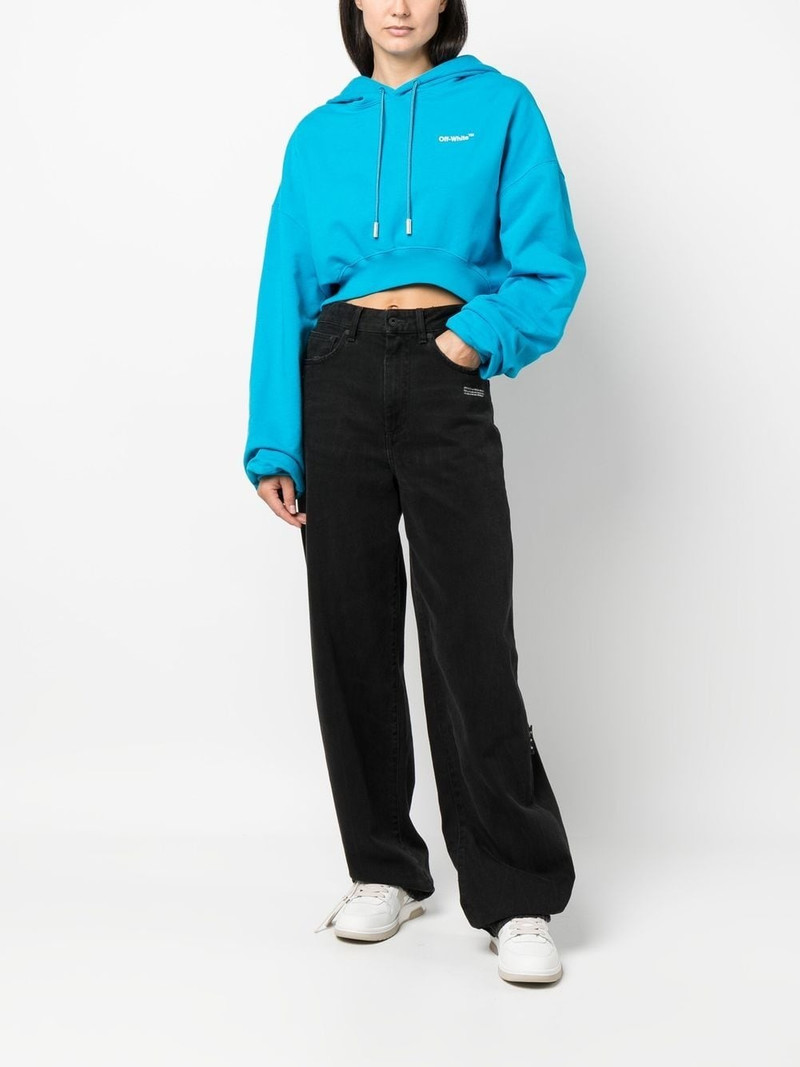 Off-White cropped logo-print hoodie outlook
