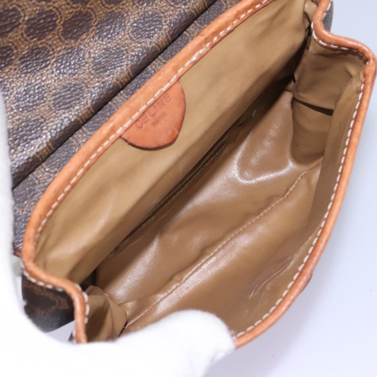 CELINE Macadam Canvas Shoulder Bag Pvc Leather Brown - 11