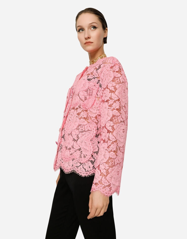 Single-breasted lace jacket - 4