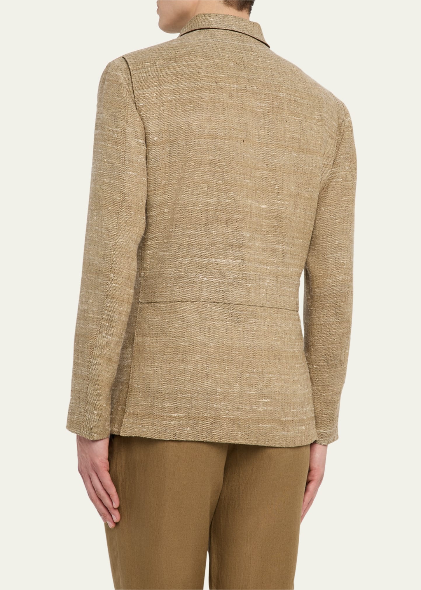 Men's Linen and Silk Roadster Single-Breasted Jacket - 3