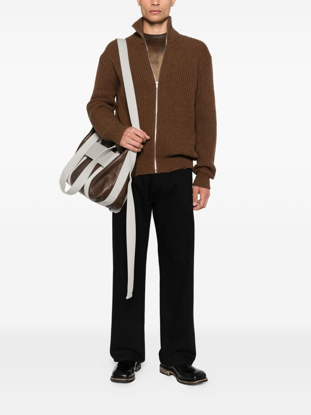 zip-front frayed cardigan - 2