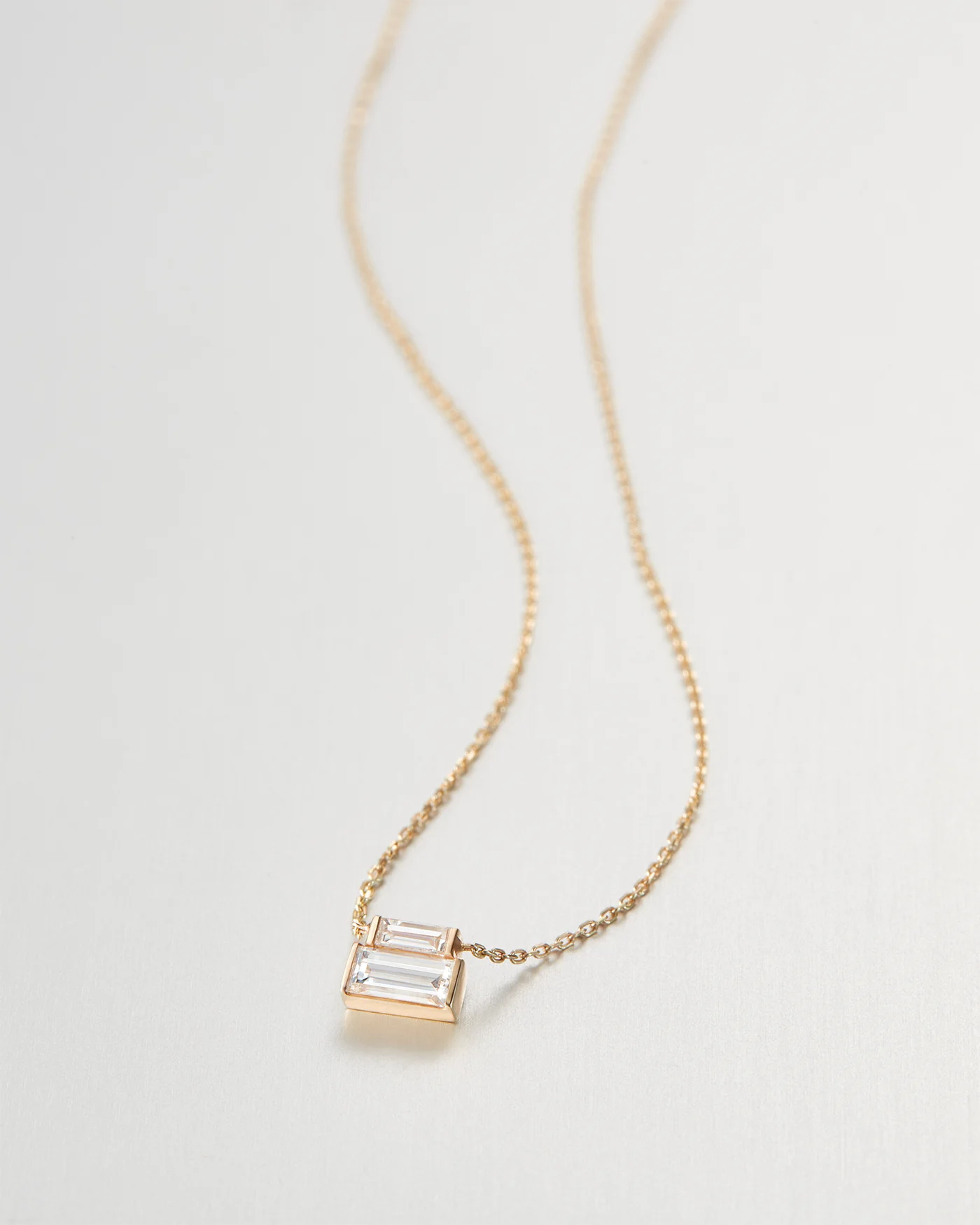 14K Stacked Baguette Diamond Necklace - 1