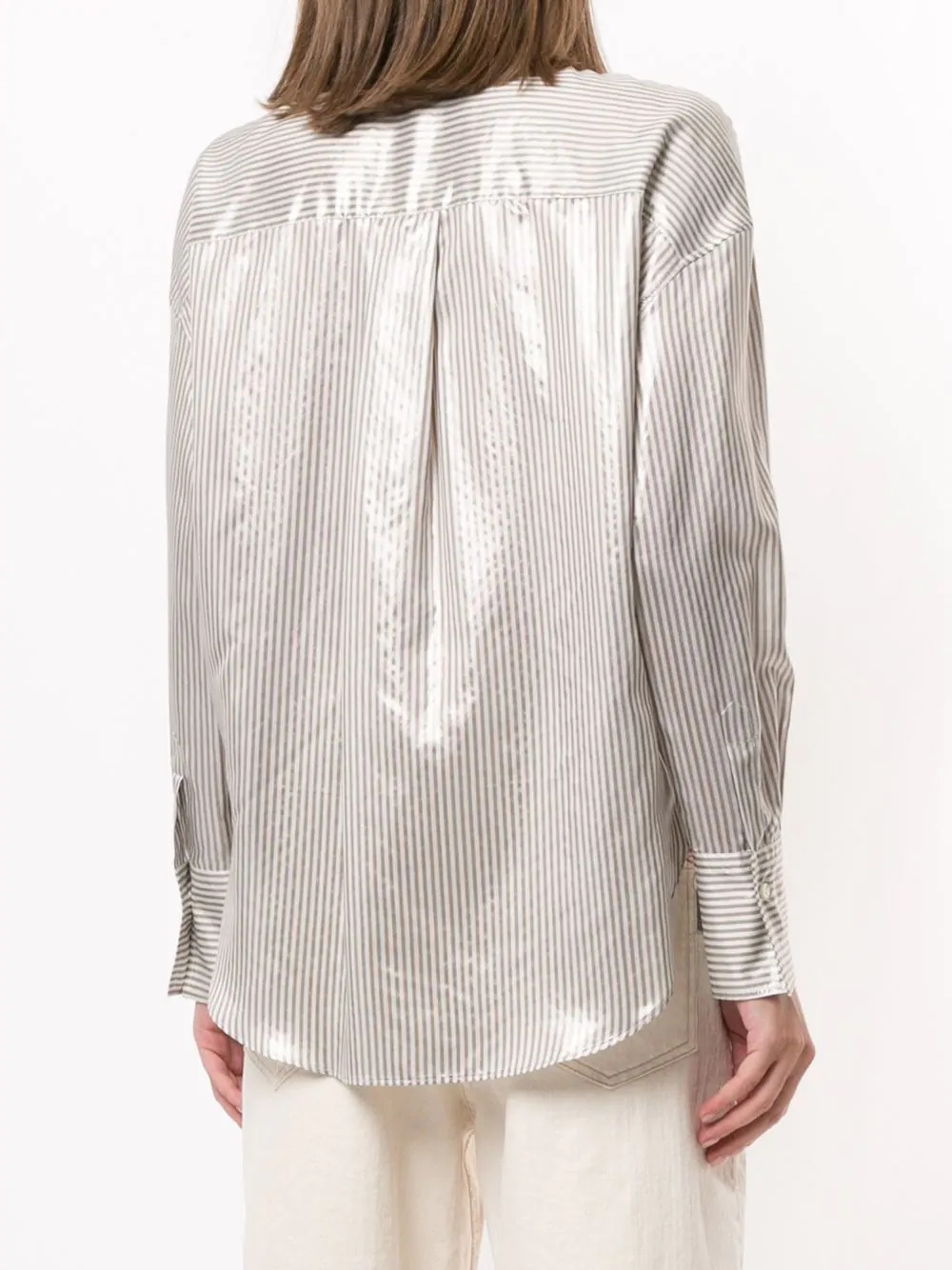 stripe-print silk shirt  - 4