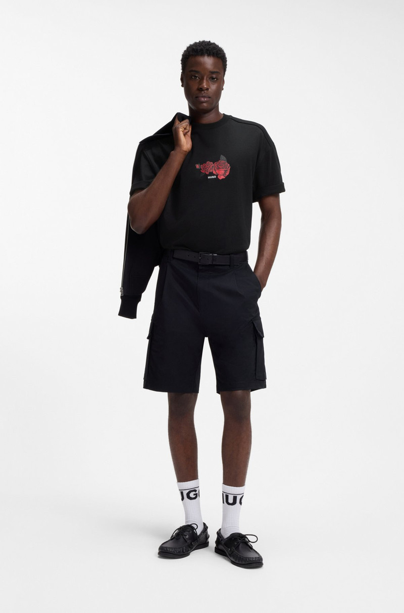 HUGO ROSE-ARTWORK T-SHIRT IN COTTON JERSEY outlook