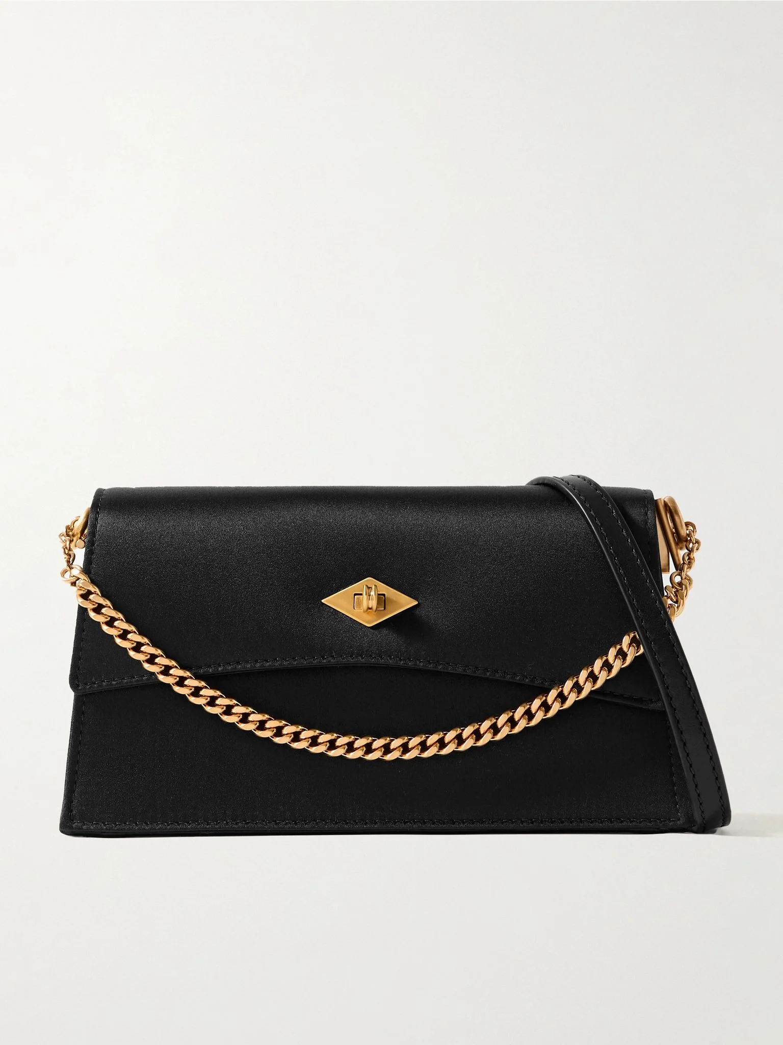 Roma silk-satin shoulder bag Black - 1