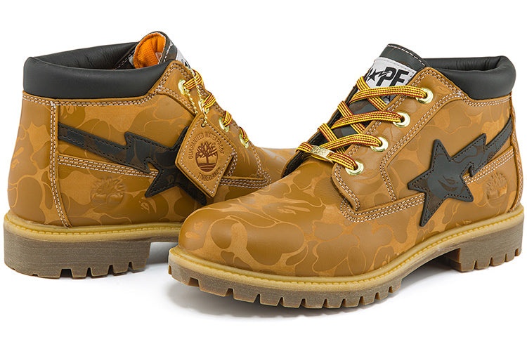 Timberland x BAPE Nelson Premium Waterproof Chukka Boots 'Wheat and Chocolate' A2QBXW - 5