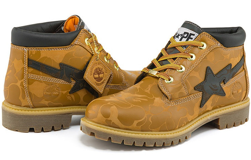Timberland Timberland x BAPE Nelson Premium Waterproof Chukka Boots 'Wheat and Chocolate' A2QBXW outlook