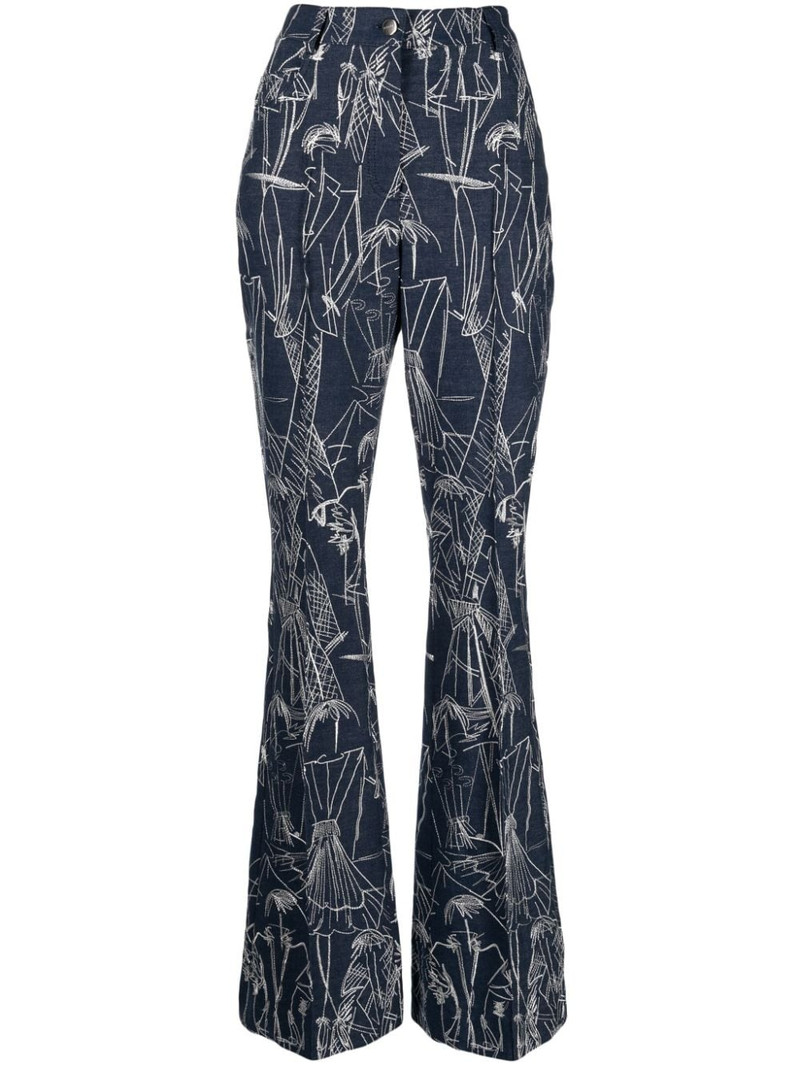 sketch-print flared jeans 1