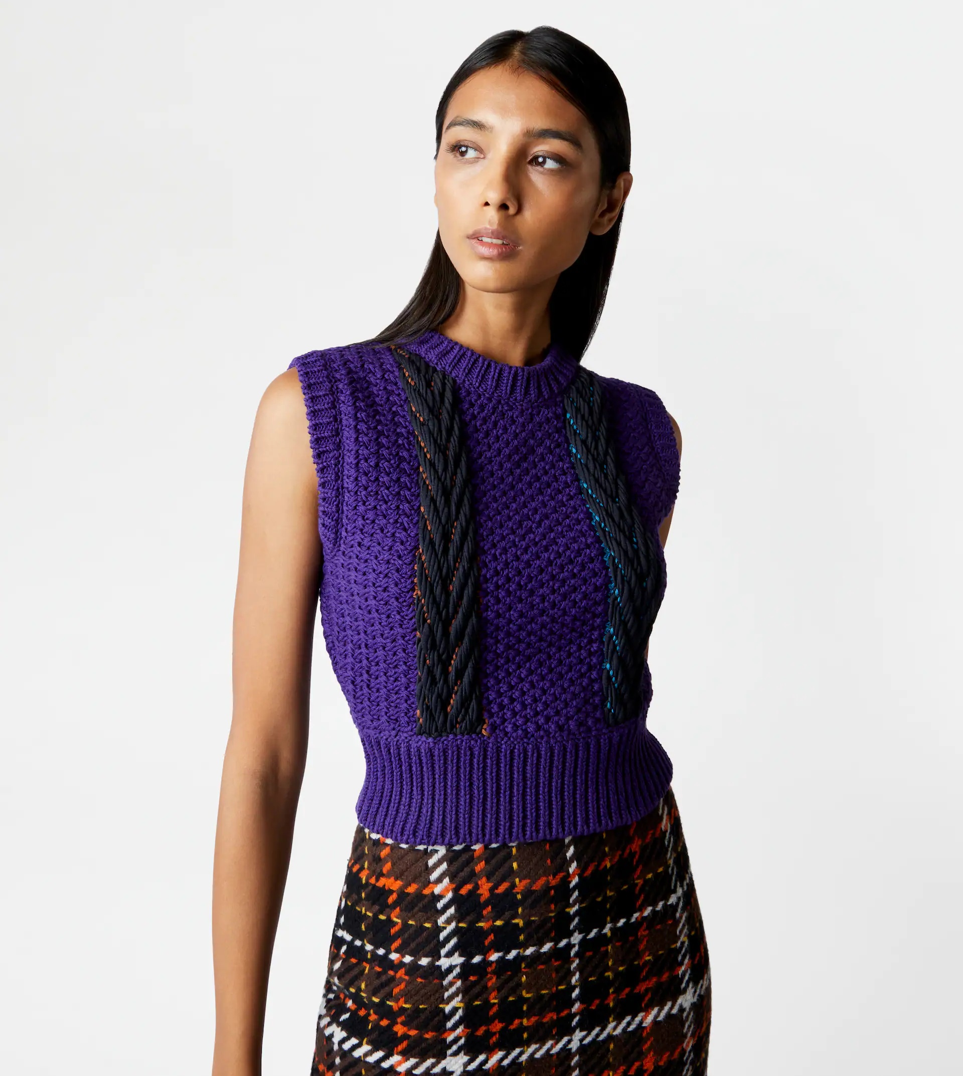 TOD'S GILET IN COTTON - BLUE, BROWN - 7