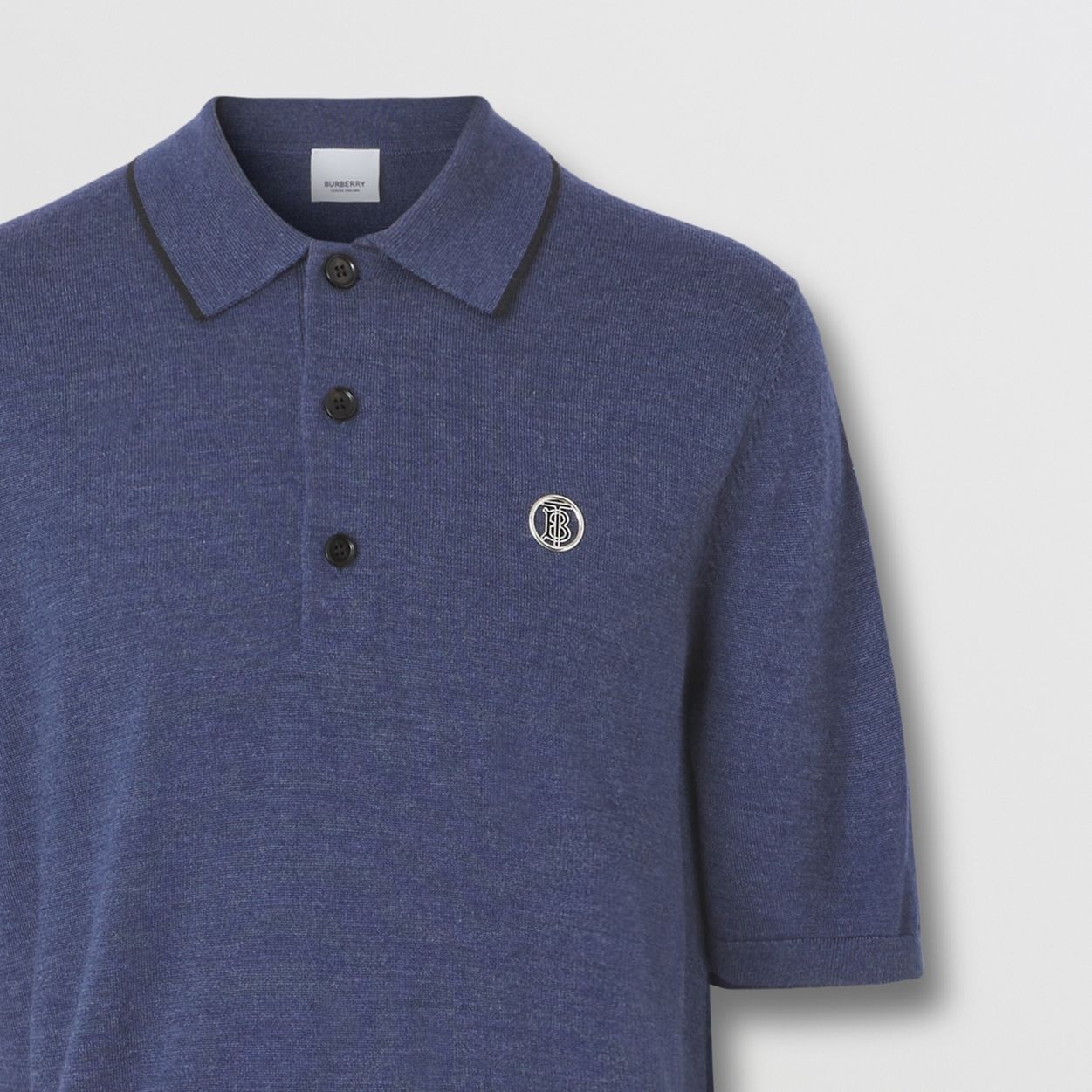 Monogram Motif Wool Silk Cashmere Polo Shirt - 6