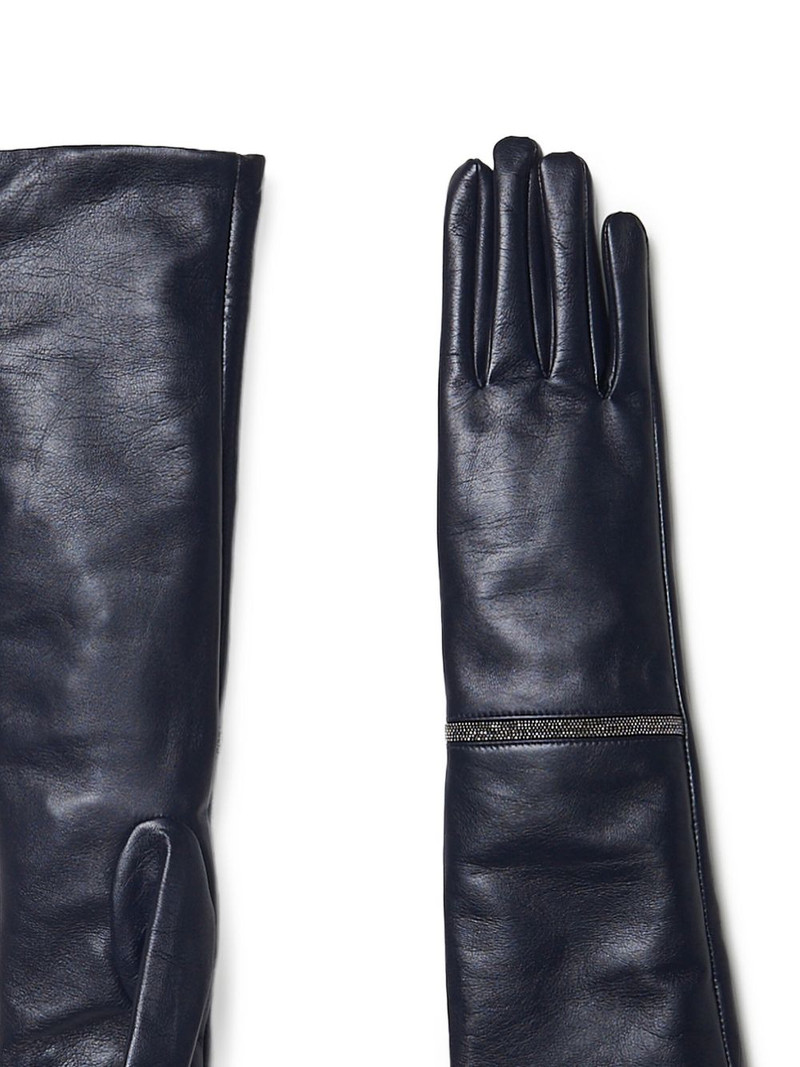 PESERICO long leather zip-detail gloves outlook