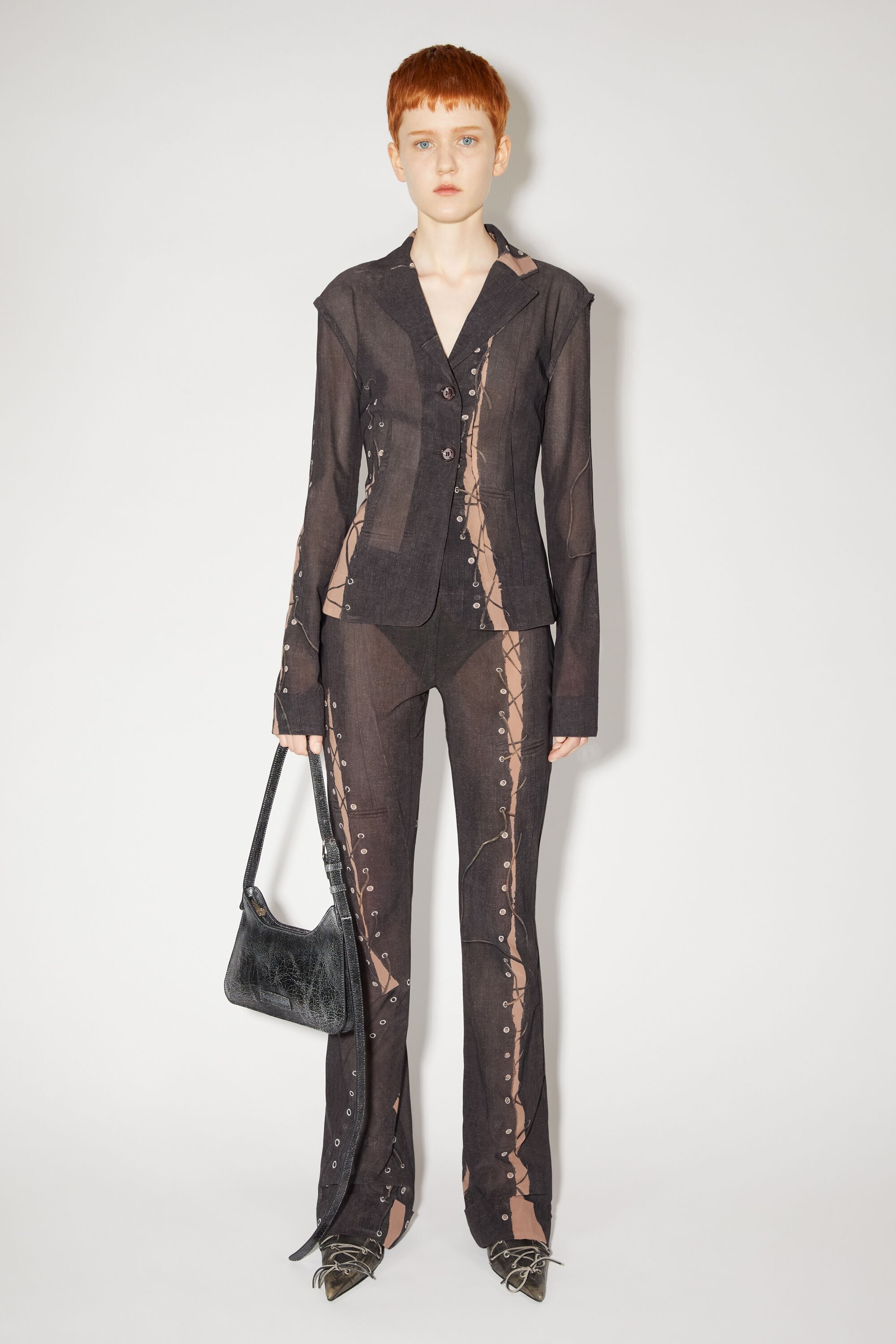 パンツ Acne Studios Trompe-l'oeil print trousers Gray Trompe L'Oeil Pants | ACNE STUDIOS - Antonia