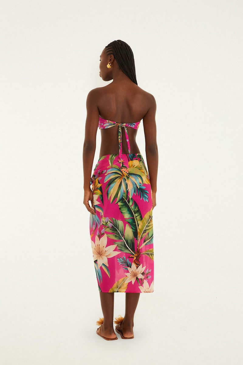 Pink Tropicalia Side Slit Midi Skirt 3