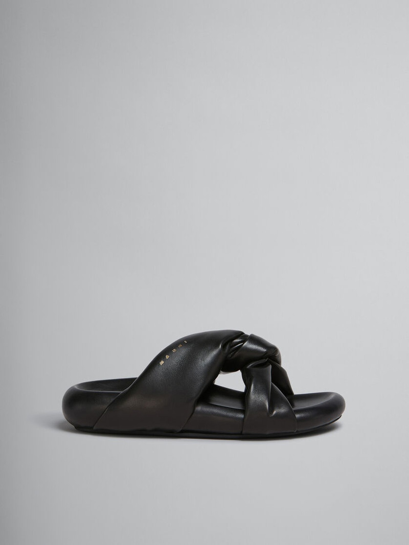 BLACK TWISTED LEATHER BUBBLE SANDAL 1