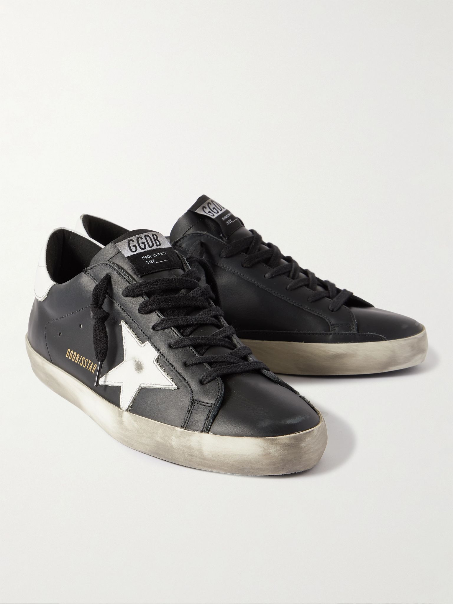Super-Star Distressed Leather Sneakers Black - 4