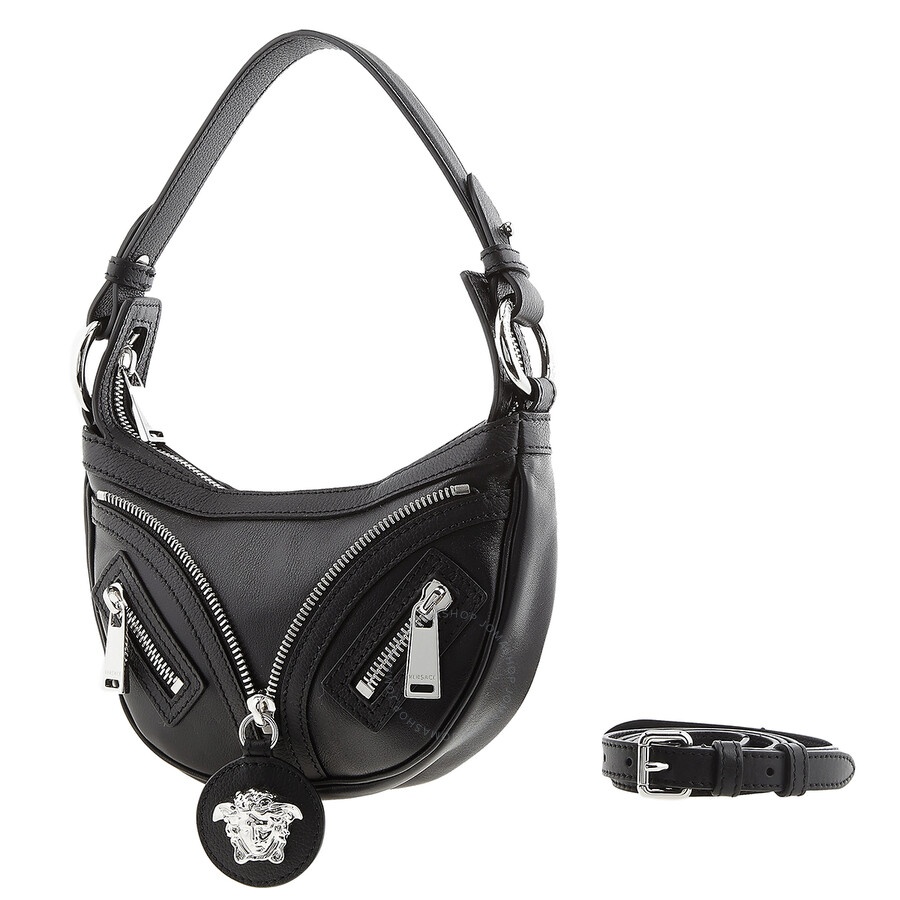 Versace Repeat Mini Black Hobo Bag - 5
