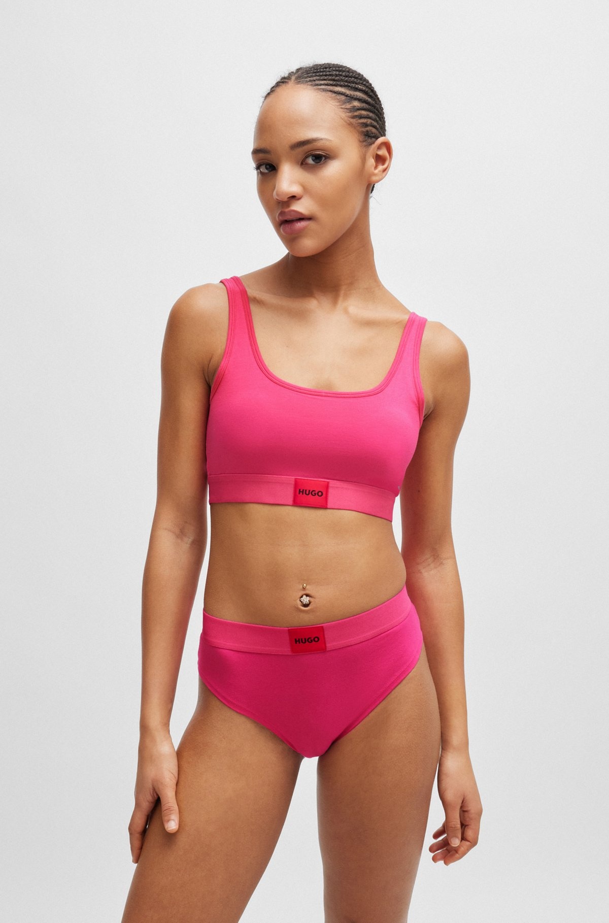 STRETCH-COTTON BRALETTE WITH RED LOGO LABEL - 2